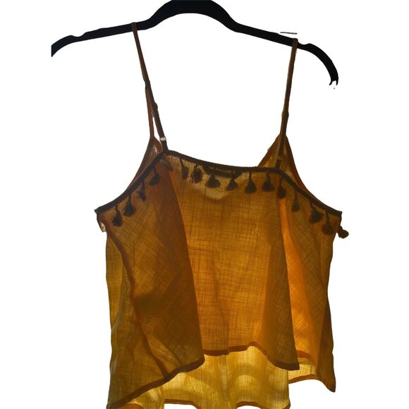 Yellow Shein Sleeveless Tassel-Trimmed V-Neck Camisole Top M - Picture 5 of 5